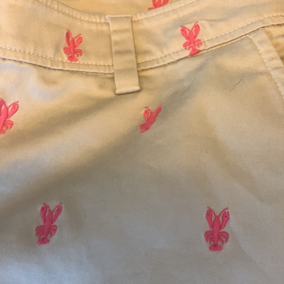 C. Wonder | Cream Straigh Leg Pant Khakis w/ Pink Embroidered Lobster Print - Picture 3 of 5